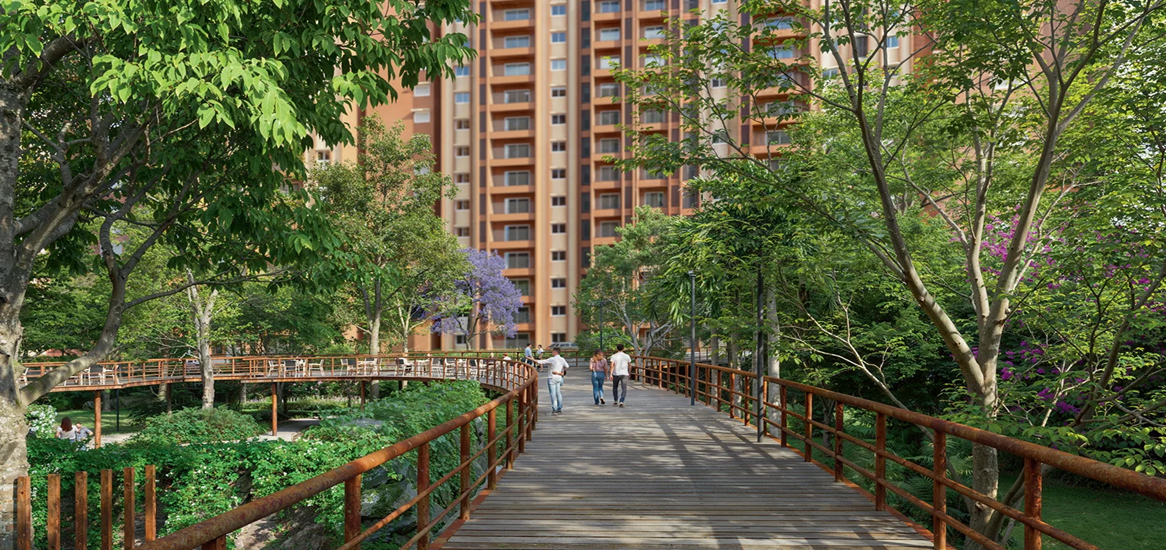 Birla Evara Outdoor Amphitheater Wooden Deck Green Landscape Birla Evara Outdoor Amphitheater Wooden Deck Green Landscape