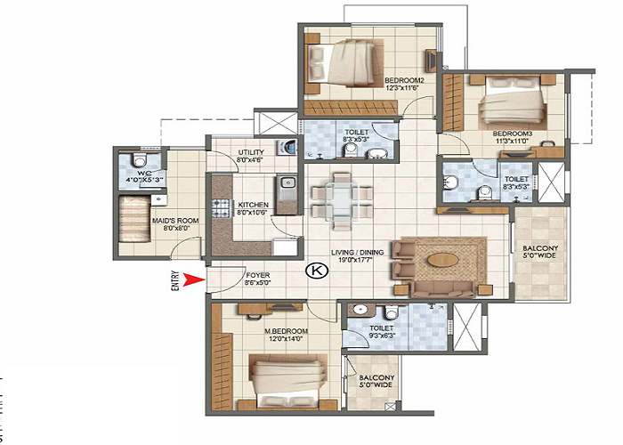 Birla Evara 4 BHK Floor Plan